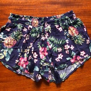 flowy floral shorts